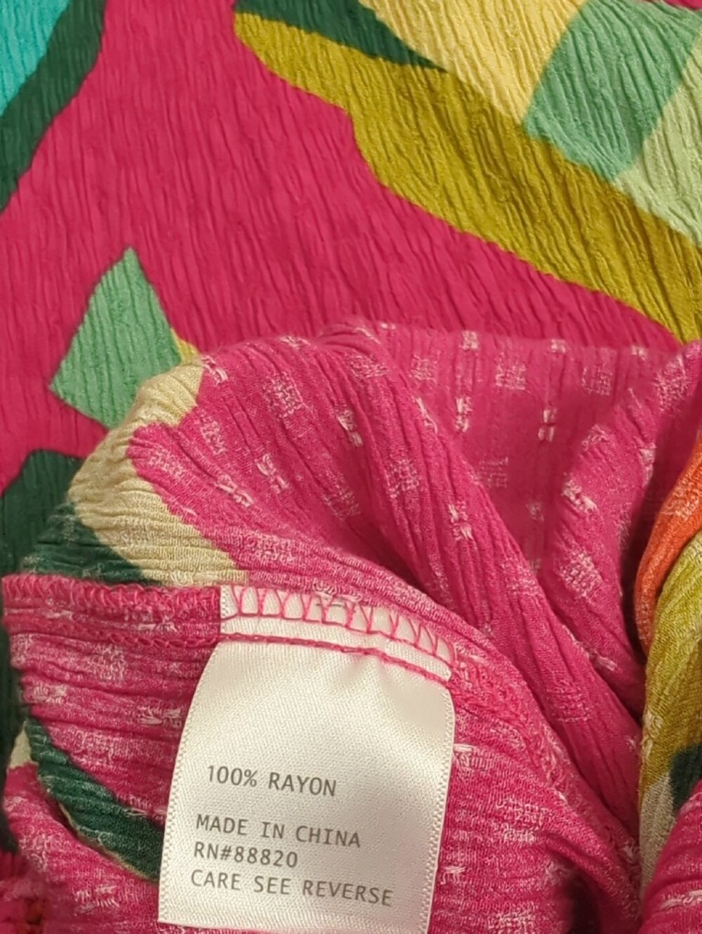 RACHEL Rachel Roy Tropical Hot Pink Smocked Wide-Leg Pants With Palm Pattern - Picture 7 of 8